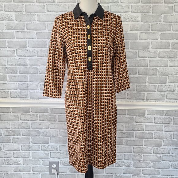 J. Mclaughlin Falcon Bainbridge Printed Point Collar Sheath Dress M NEW Classic - Picture 1 of 8